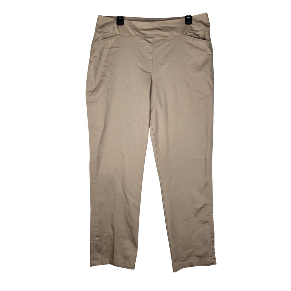 Croft & Barrow Pull On Pants Women 14 Regular Tan Khaki Stretch Casual Career